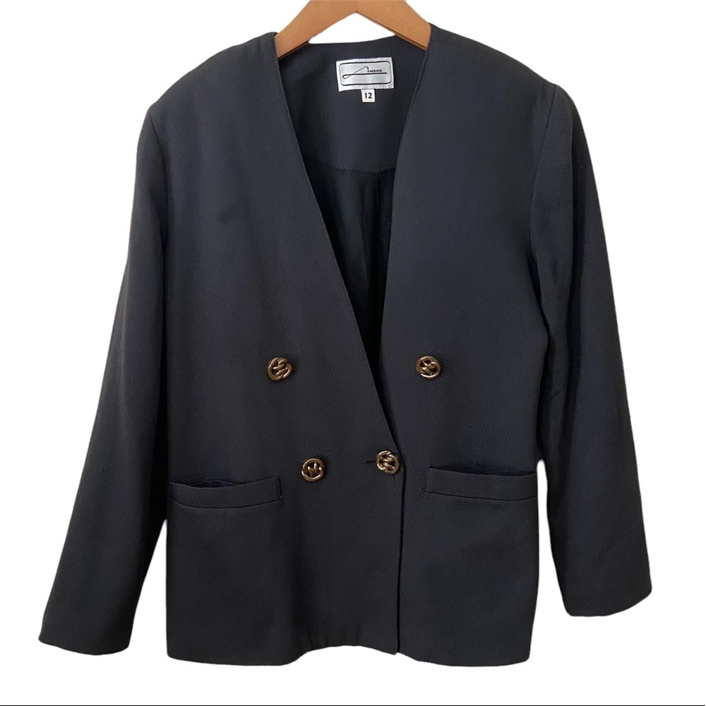 Vintage Women’s Double Breast Black Blazer size 11/12